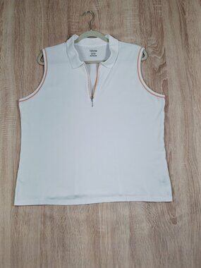 IZOD Women’s XXL Plus Bright White Sleeveless Golf Polo Shirt Quarter Zip
